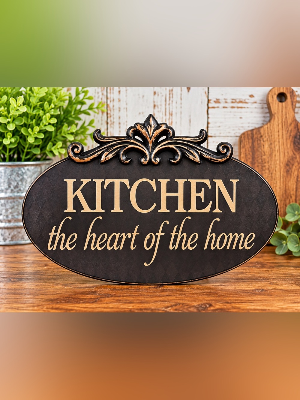 Open Road Brands Black and Gold 'Kitchen the heart of the home' Decorative Sign
